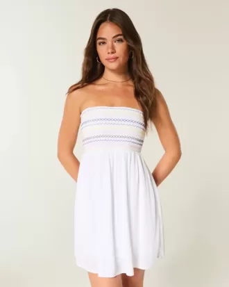 Strapless Smocked Mini Dress