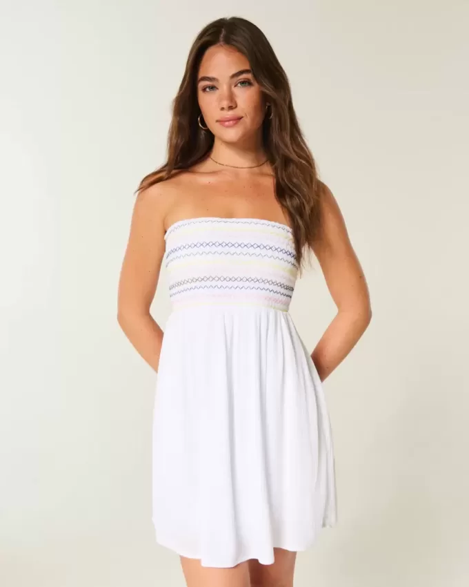 Strapless Smocked Mini Dress