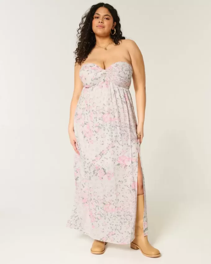 Strapless Twist Bust Maxi Dress