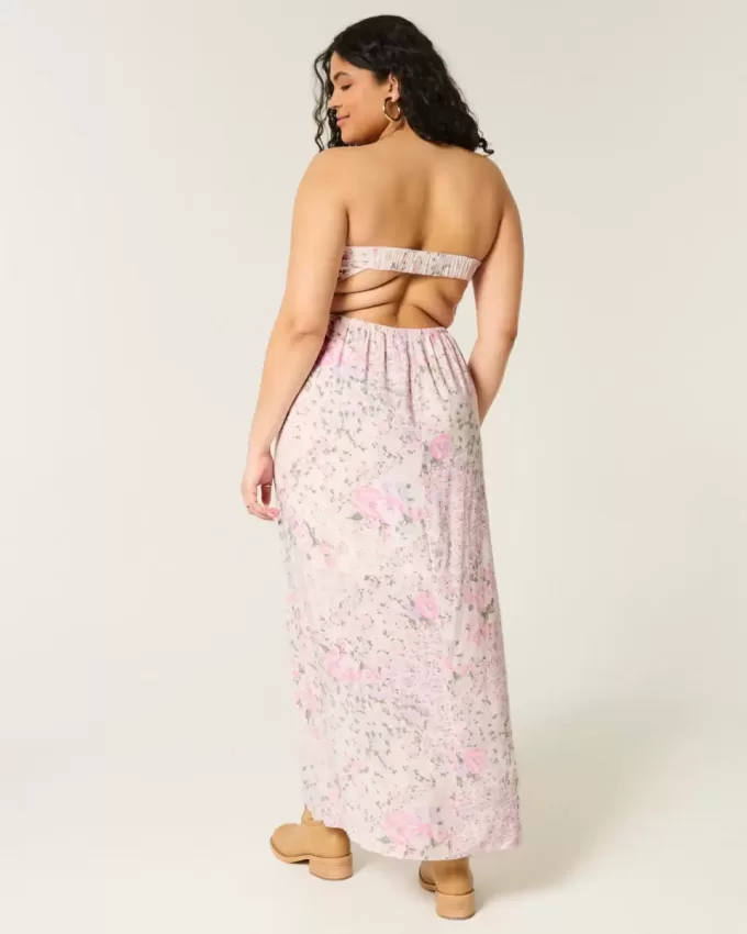 Strapless Twist Bust Maxi Dress