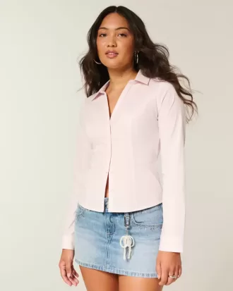 Stretch Poplin Button-Through Shirt