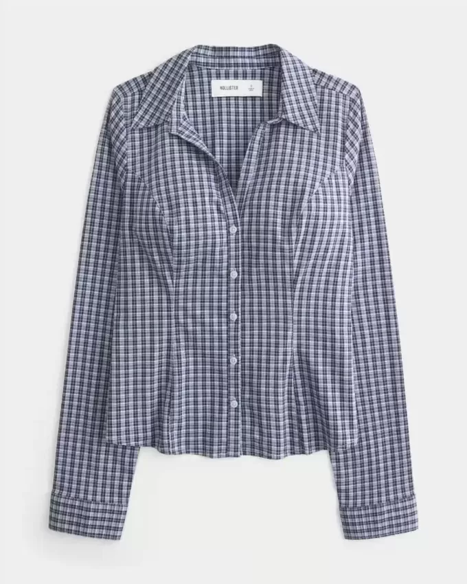 Stretch Poplin Button-Through Shirt