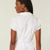 Stretch Poplin Embroidered Short-Sleeve Shirt