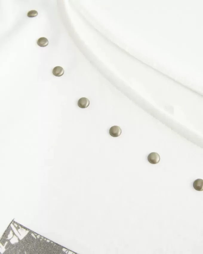 Studded SoHo Graphic Slash-Neck Top Studded SoHo Graphic Slash-Neck Top