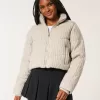 Sweater-Knit Mini Puffer Jacket