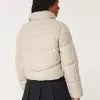Sweater-Knit Mini Puffer Jacket