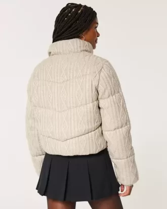 Sweater-Knit Mini Puffer Jacket