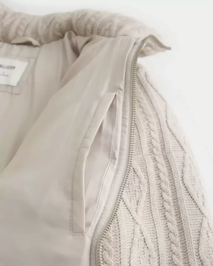 Sweater-Knit Mini Puffer Jacket