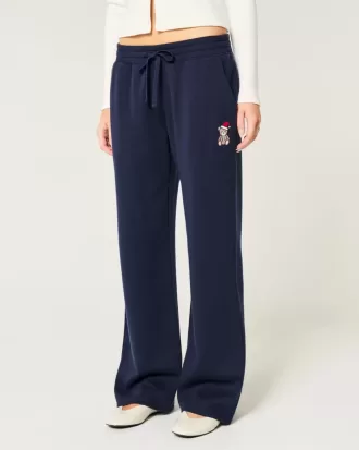 Teddy Bear Graphic Straight Sweatpants