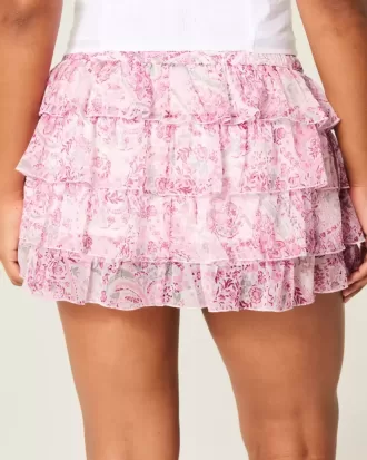 Tiered Chiffon Mini Skort