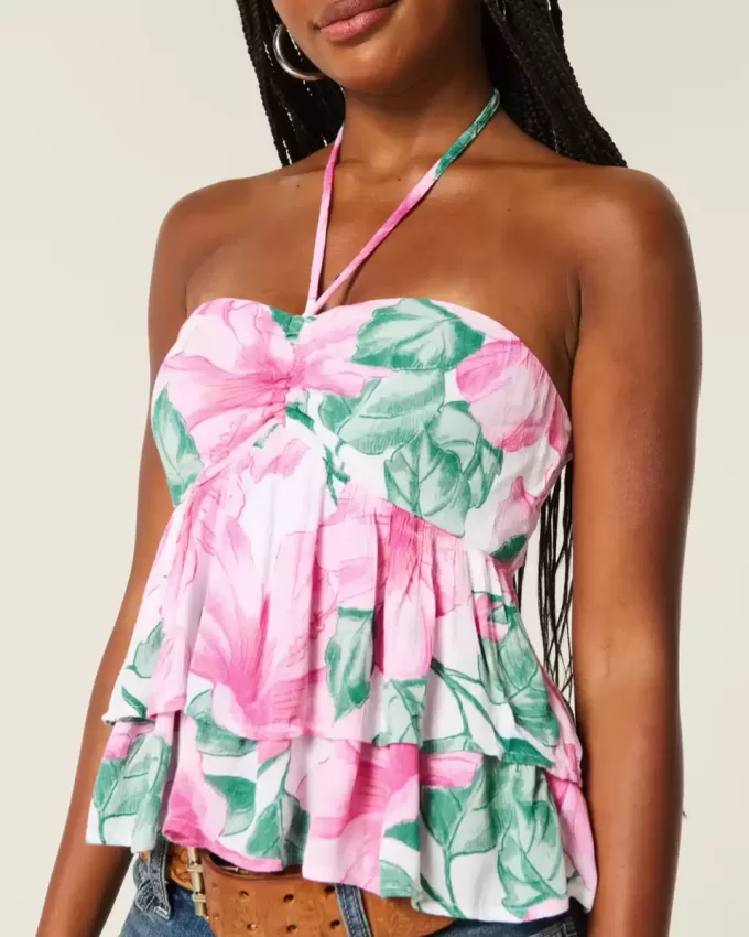 Tiered Halter Babydoll Top