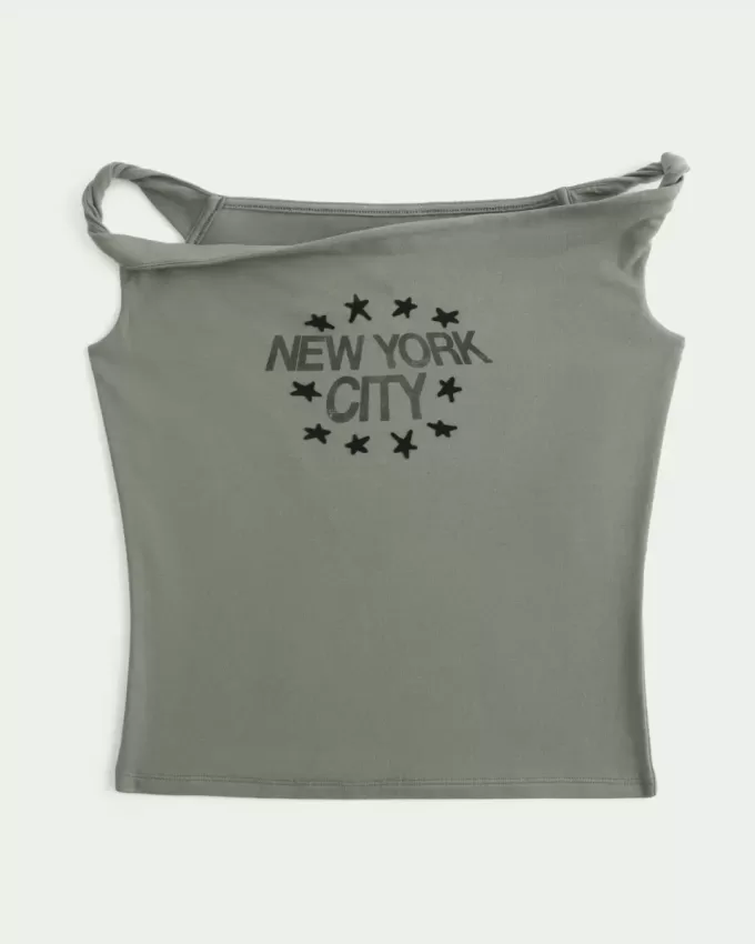 Twisted Off-the-Shoulder New York City Graphic Tee