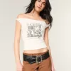 Twisted Off-the-Shoulder Velvet Valley Graphic Tee Twisted Off-the-Shoulder Velvet Valley Graphic Tee
