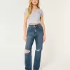 Ultra High-Rise Ripped Dark Wash Dad Jeans