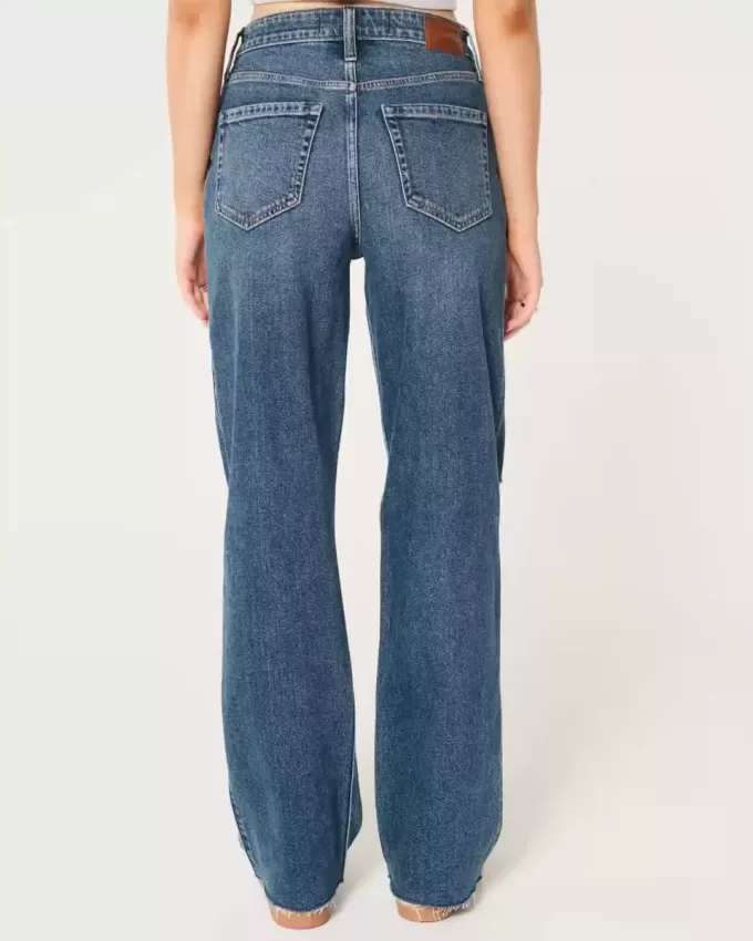 Ultra High-Rise Ripped Dark Wash Dad Jeans