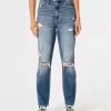 Ultra High-Rise Ripped Medium Wash Mom Jeans