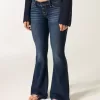 Ultra Low-Rise Dark Wash Flare Jeans