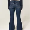 Ultra Low-Rise Dark Wash Flare Jeans