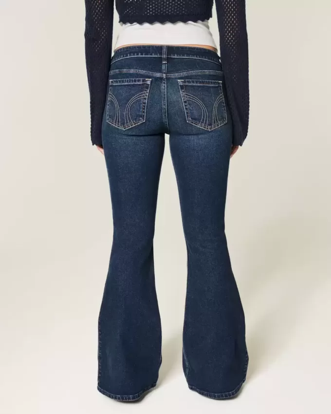 Ultra Low-Rise Dark Wash Flare Jeans