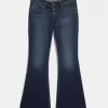 Ultra Low-Rise Dark Wash Flare Jeans