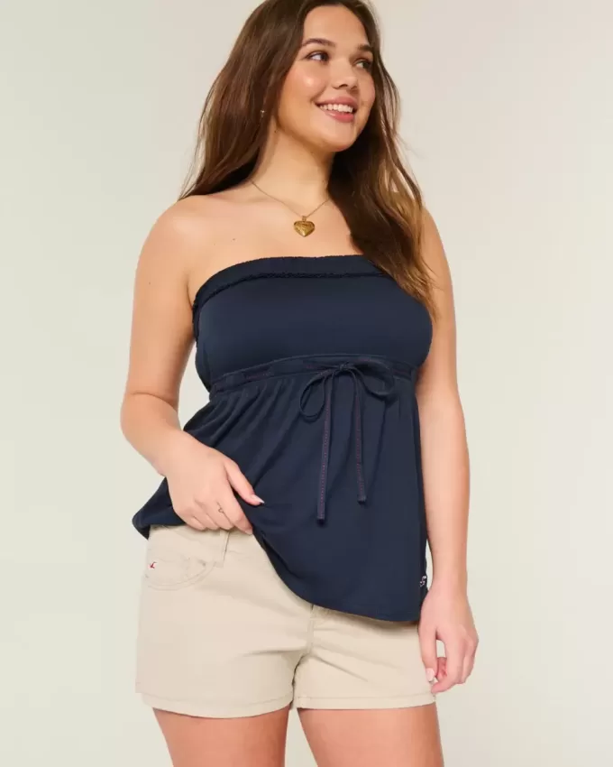 Ultra Low-Rise Khaki Twill Mini Shorts