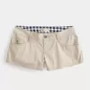 Ultra Low-Rise Khaki Twill Mini Shorts