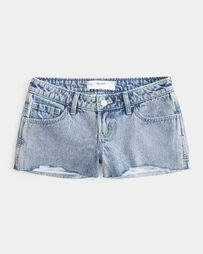 Ultra Low-Rise Light Wash Mini Denim Shorts