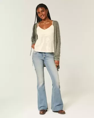 Ultra Low-Rise Medium Wash Flare Jeans