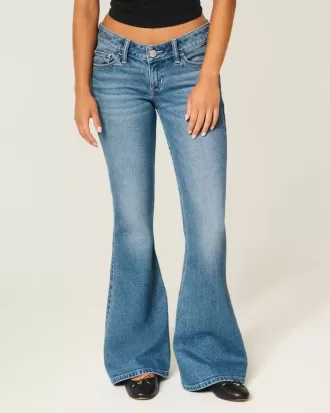 Ultra Low-Rise Medium Wash Flare Jeans