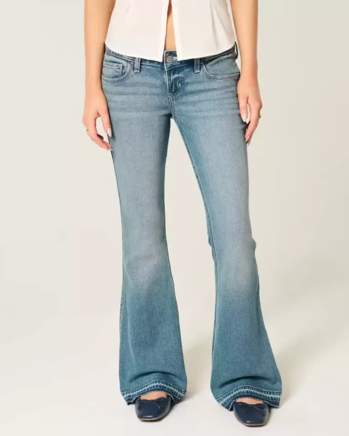 Ultra Low-Rise Medium Wash Flare Jeans