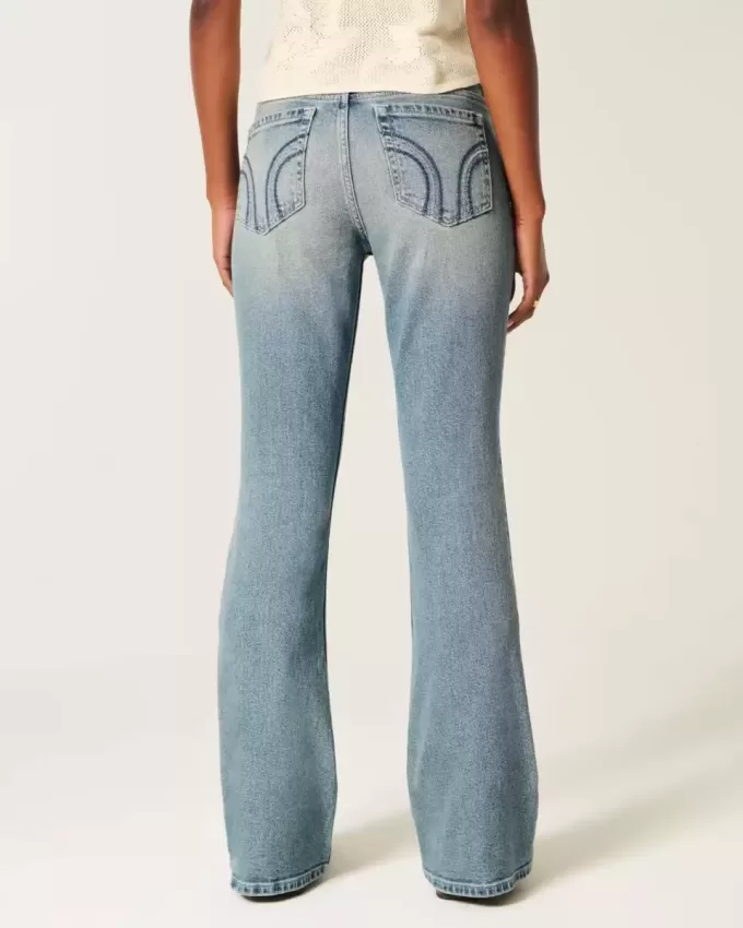 Ultra Low-Rise Medium Wash Flare Jeans