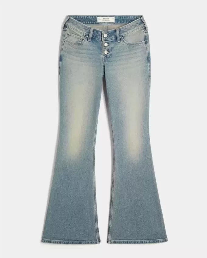 Ultra Low-Rise Medium Wash Flare Jeans