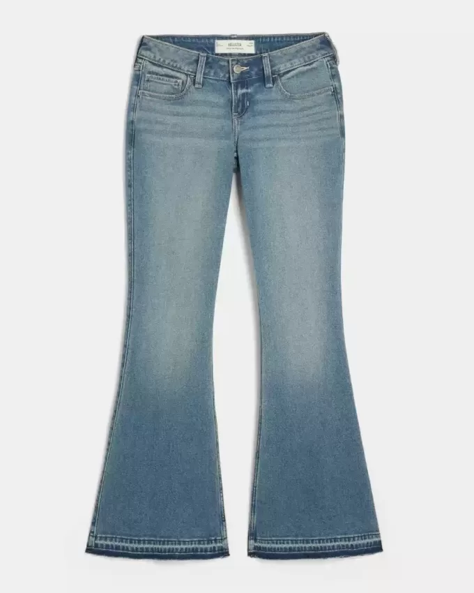 Ultra Low-Rise Medium Wash Flare Jeans