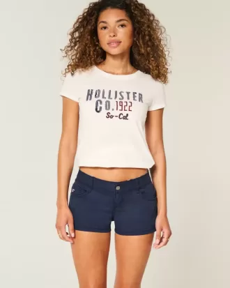 Ultra Low-Rise Navy Twill Mini Shorts
