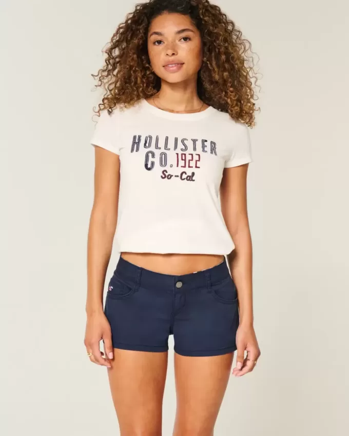 Ultra Low-Rise Navy Twill Mini Shorts