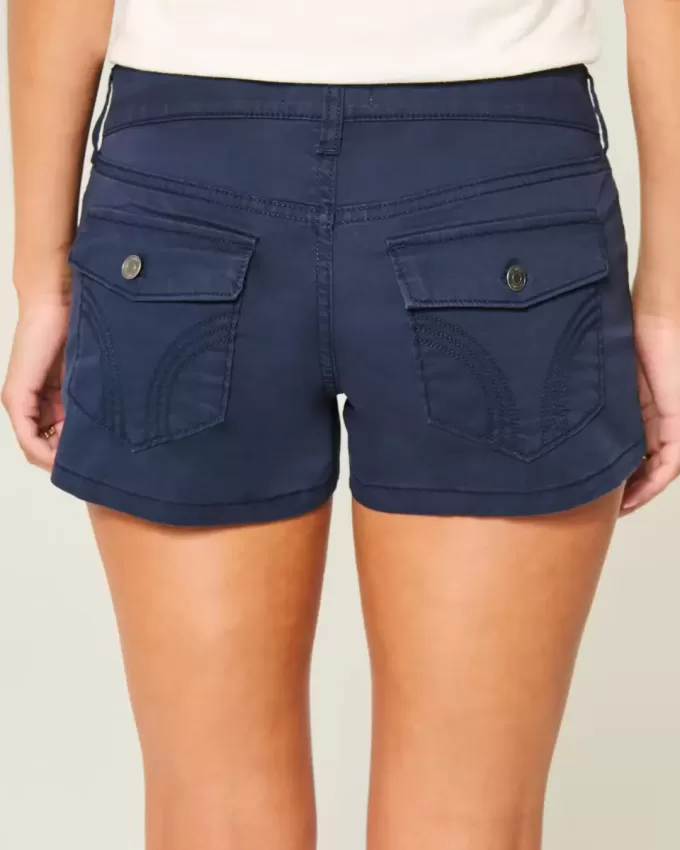 Ultra Low-Rise Navy Twill Mini Shorts