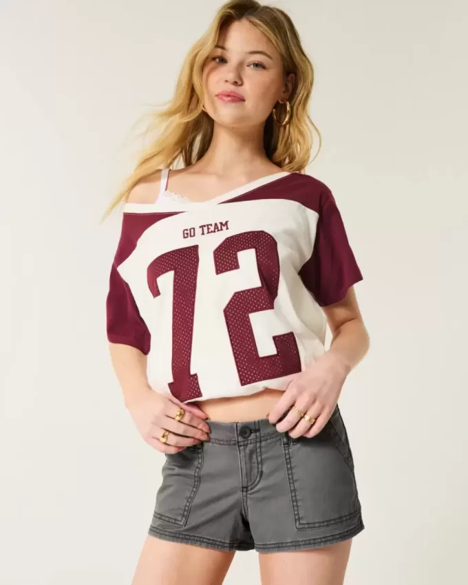 Ultra Low-Rise Twill Mini Shorts