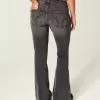 Ultra Low-Rise Washed Black Flare Jeans