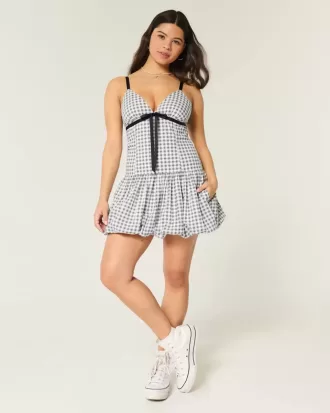 V-Neck Bubble Mini Dress