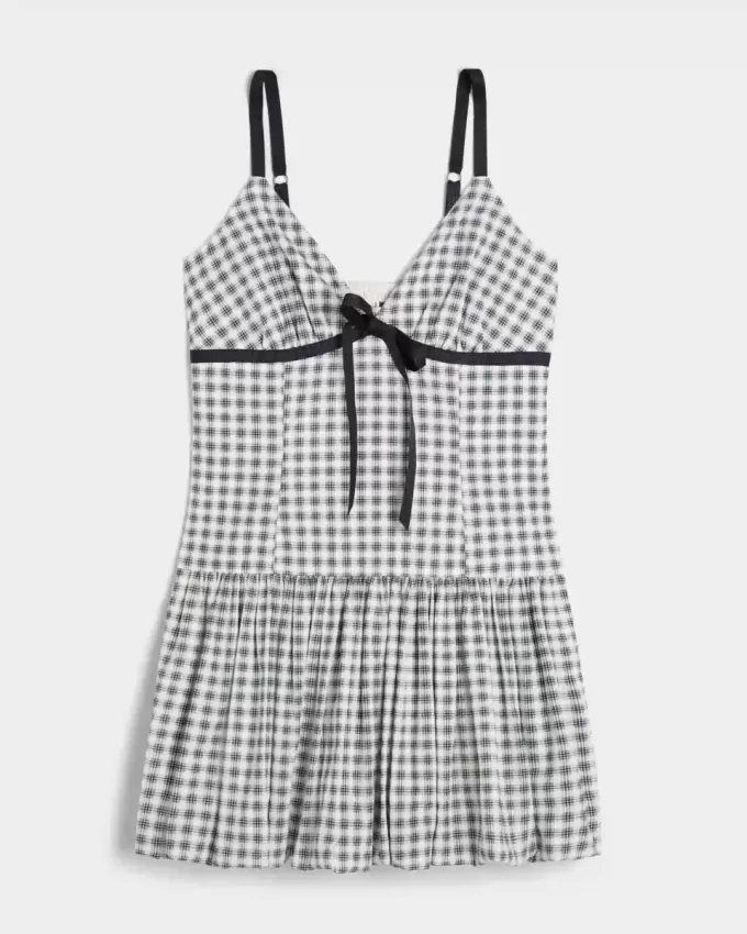 V-Neck Bubble Mini Dress