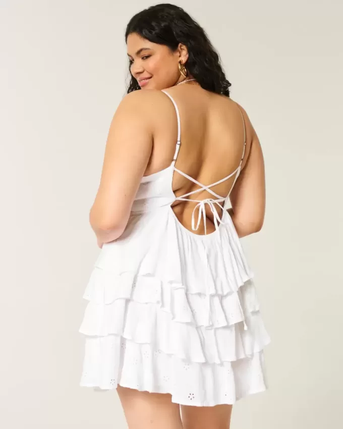 V-Neck Ruffle Babydoll Mini Dress