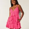 V-Neck Ruffled Tier Babydoll Mini Dress V-Neck Ruffled Tier Babydoll Mini Dress