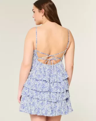 V-Neck Ruffled Tier Babydoll Mini Dress