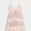 V-Neck Ruffled Tier Babydoll Mini Dress V-Neck Ruffled Tier Babydoll Mini Dress