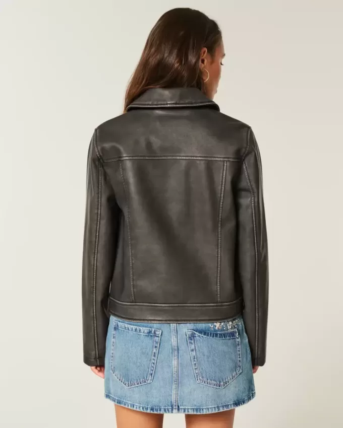 Vegan Leather Zip-Up Jacket