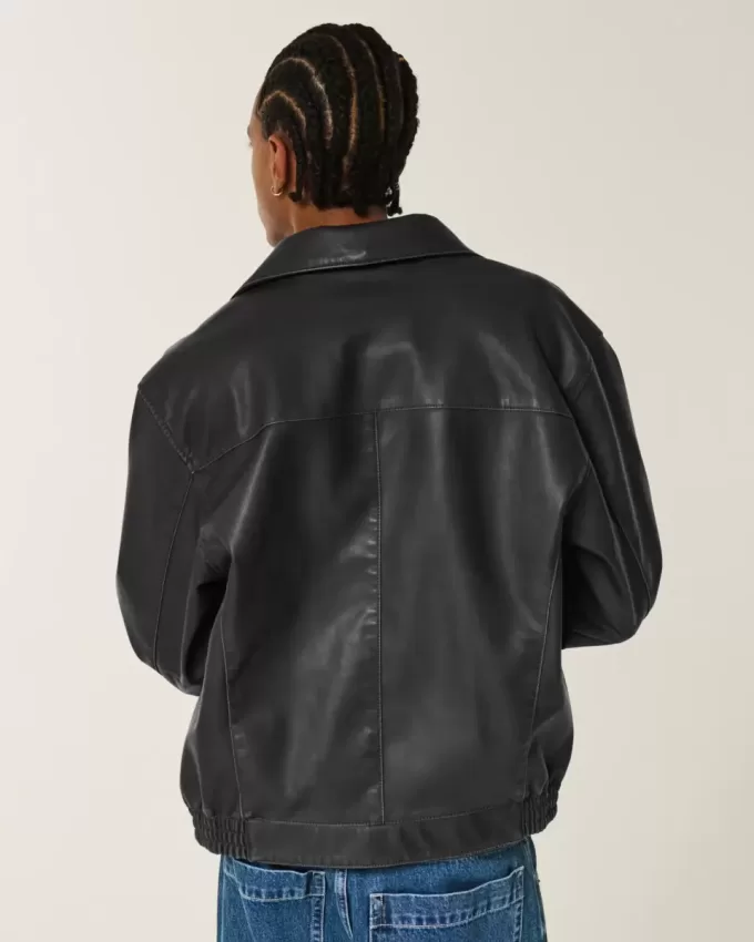 Vegan Leather Zip-Up Jacket