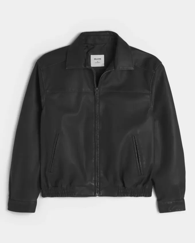 Vegan Leather Zip-Up Jacket