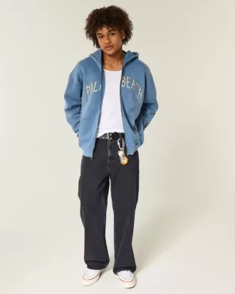 Washed Black Baggy Bootcut Jeans