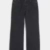 Washed Black Baggy Bootcut Jeans
