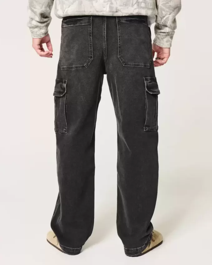 Washed Black Baggy Cargo Jeans Washed Black Baggy Cargo Jeans
